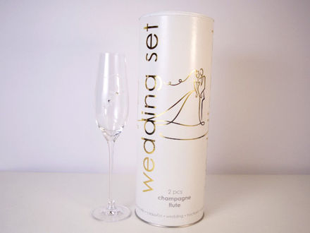 Slika Čaše za šampanjac sa Swarkovski kristalima S/2 staklo 210 ml