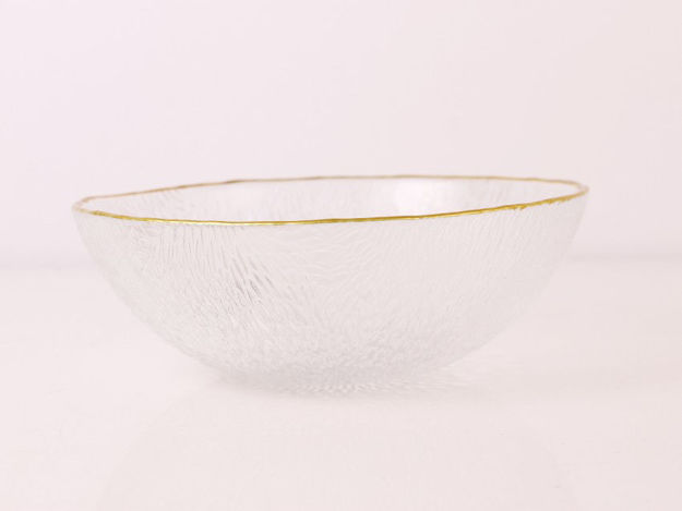 Slika Zdjela dekorativna s uzorkom staklo 15cm-transparent/zlatni rub