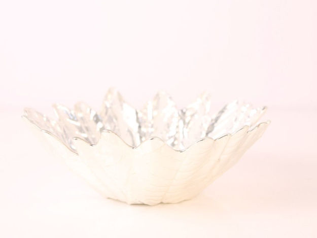 Slika Zdjela dekoreativna staklo 16cm-bijelo/srebrna