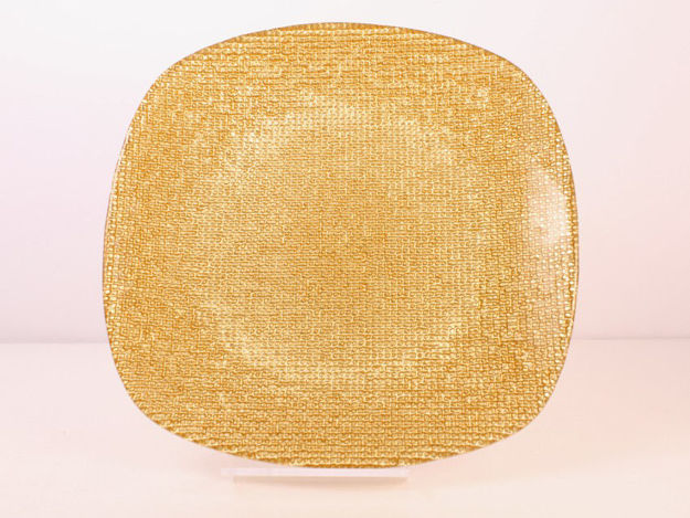 Slika Tanjur dekorativni s uzorkom staklo 28cm-zlatni