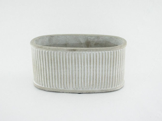Slika Cement posuda oval 25x13x12 cm rebrasta