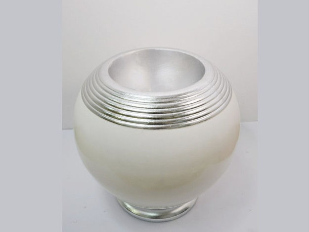 Slika Vaza dekorativna,49x49x48cm, fiber glass, sjaj bijela/srebrna