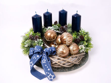 Slika Adventski vijenac s plavim svijećama, 38 cm