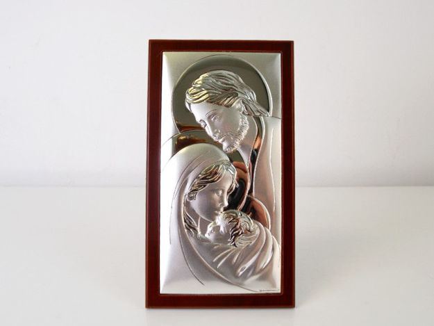 Slika Ikona Sveta obitelj metal/drvo 10 cm x 19 cm