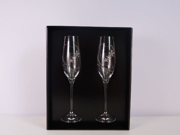 Slika Čaše za šampanjac sa Swarovski kristalima S/2 staklo 210 ml