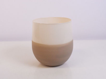 Slika Vaza staklo D 13 cm H 14 cm - cream