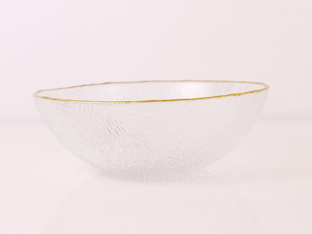 Slika Zdjela dekorativna s uzorkom staklo 15cm-transparent/zlatni rub