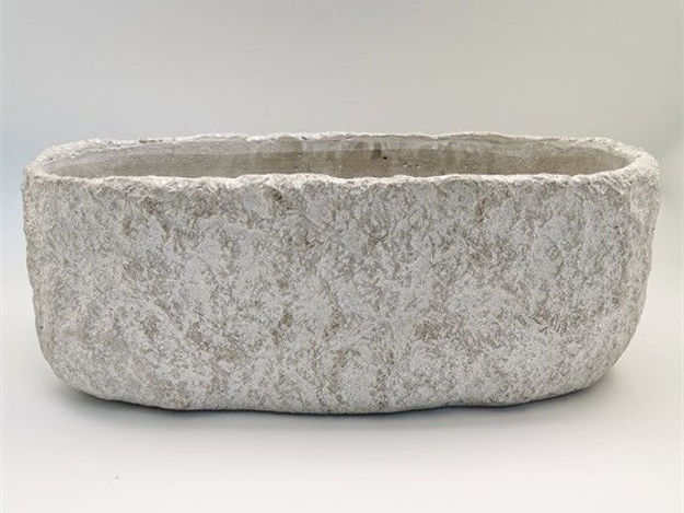 Slika Cement posuda ovalna 40x18x15 cm kamen