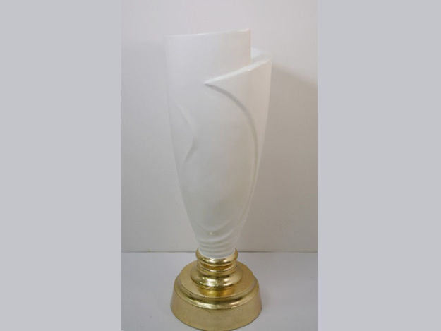 Slika Vaza dekorativna,34x34x98cm, fiber glass, sjaj bijela/zlatna