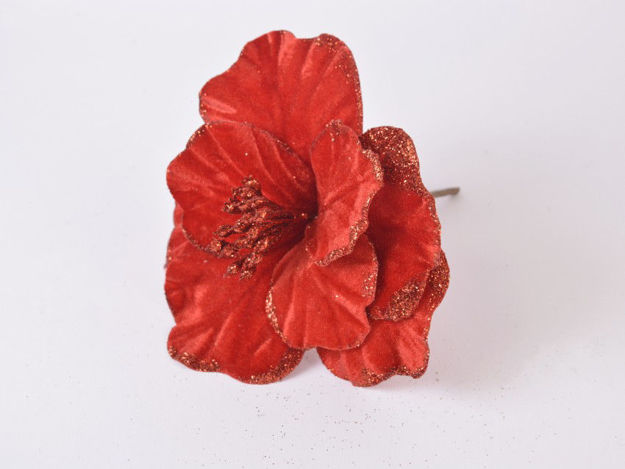 Slika Božićni cvijet pik 21 cm, pliš, crvena s zlatnim rubom