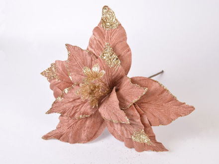 Slika Poisentia pik 27 cm, pliš, antik roza s zlatnim detaljem