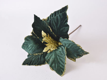 Slika Poisentia pik 27 cm, pliš, tamno zelena s zlatnim rubom