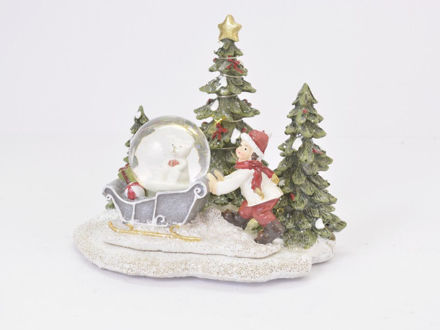Slika Božićna dekoracija s led svjetlom i vodenom kuglom, 16*12.5*14.5cm, resin