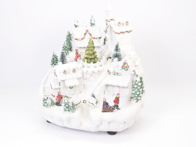 Slika Dekoracija božićno selo s led rasvjetom, 27*27*29cm, resin