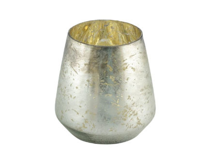 Slika Staklo vaza h15 d15cm o10cm srebrna s preljevom