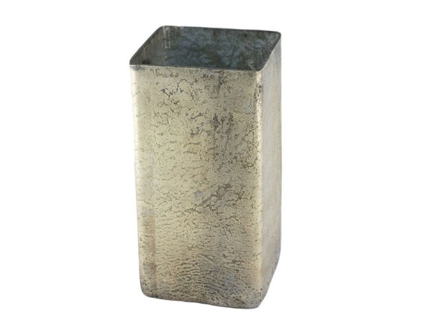 Slika Staklo vaza četvrtasta h20 d10cm mat srebrna s efektom