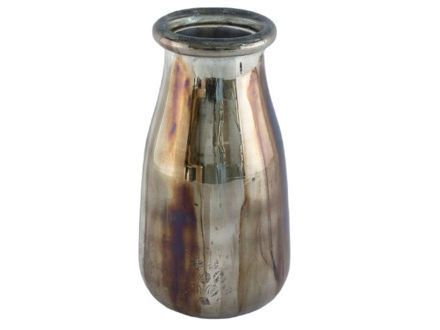 Slika Staklo vaza presavinuti rub h22 d11cm o6cm srebrna s preljevom boja