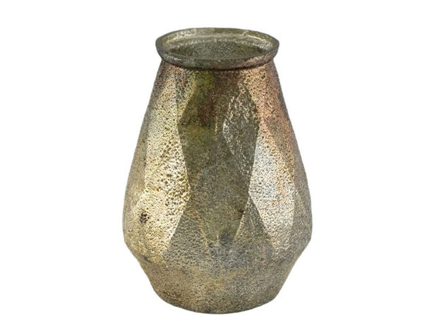 Slika Staklo vaza dijamant h22 d15cm o7,5cm zlatna s preljevom boja