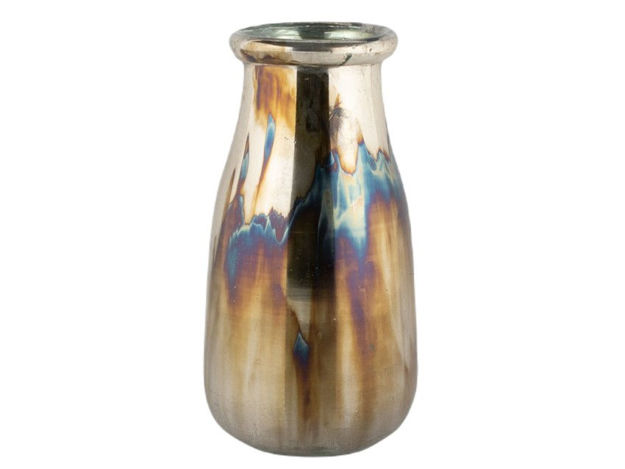 Slika Staklo vaza 10x23cm srebrna s preljevom boja