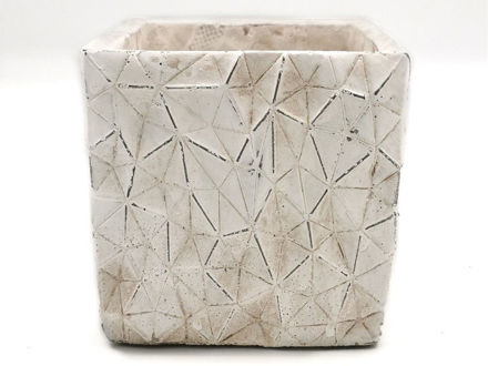 Slika Cement posuda kocka 12,5x12,5x12,5cm uzorak/bijela