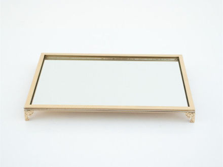 Slika Pladanj metalni sa zrcalom 42x27xh4,5cm zlatni