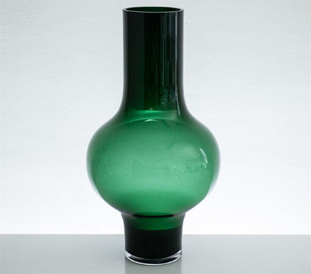 Slika Staklo vaza H47D25,5cm O10cm šlif zelena