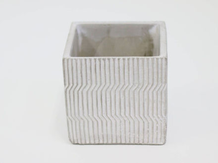 Slika Cement posuda kocka 10,5x10,5cm h10cm bijela