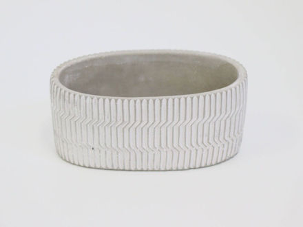 Slika Cement posuda oval 15x8,5cm h8,5cm bijela