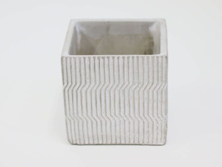 Slika Cement posuda kocka 14,5x14,5cm h14cm bijela