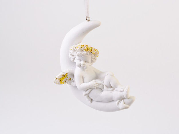 Slika Anđeo dekorativni viseći 6.5*4.2*9.5cm; bijeli/zlatni, polyresin