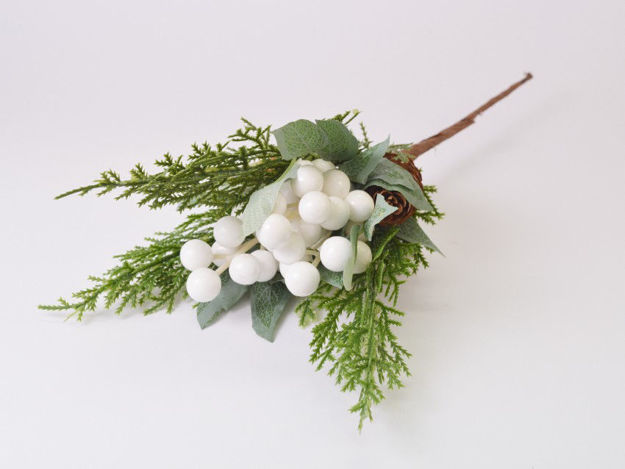 Slika Pik borovina s šiškama i bobicama 35 cm; bijela