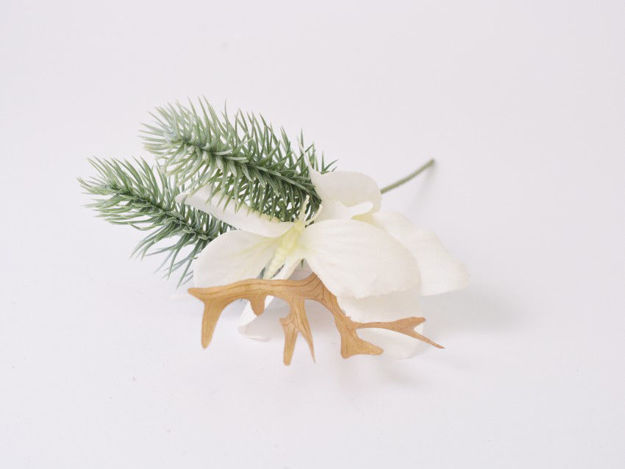 Slika Pik dekorativni s borovinom i leptirićima 20 cm/d8 cm; bijela