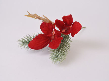 Slika Pik dekorativni s borovinom i leptirićima 20 cm/d8 cm; crvena