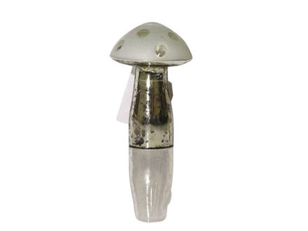 Slika Gljiva staklena h9,5 d6,5cm srebrna/bijela