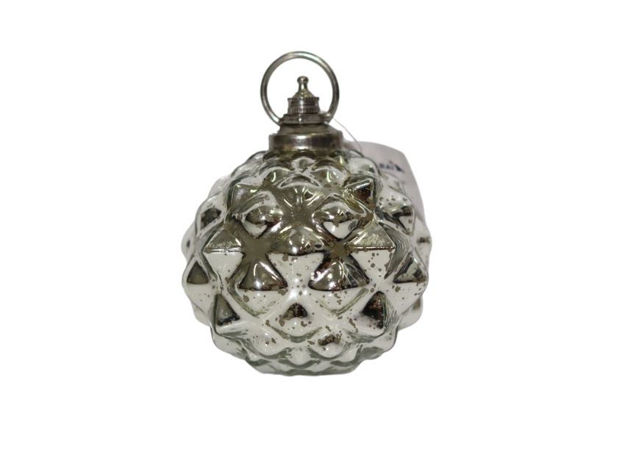 Slika Staklena kuglica dijamanti 8x11cm srebrna