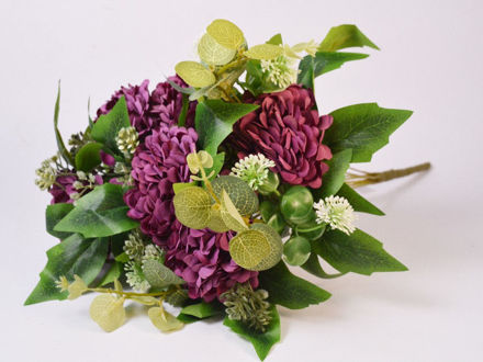 Slika Buket mix cvijeće i zelenilo 45 cm; tamno ljubičasta