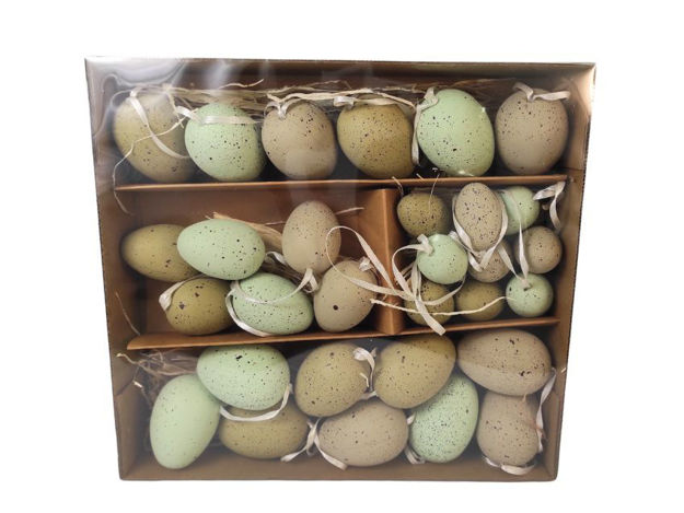 Slika Dekorativna plastična jaja u kutiji 4,5,6cm.,S/30kom.,mix boje