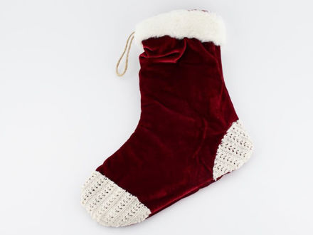 Slika BožIćna čarapa, bordo/bijela-40cm