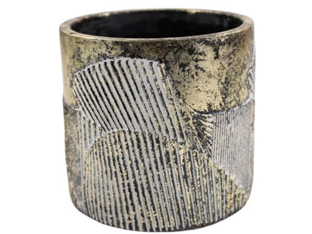 Slika Cement posuda okrugla d14,5xh14cm crna/zlatna
