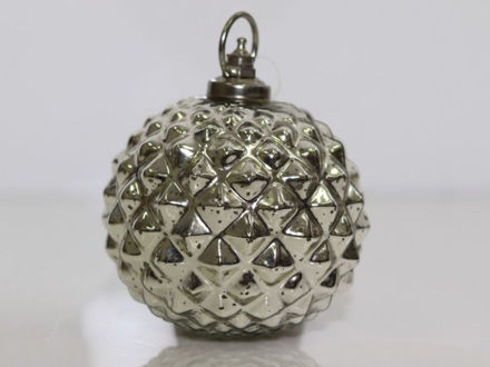 Slika Staklena kuglica dijamanti 10x13.5cm. Srebrna