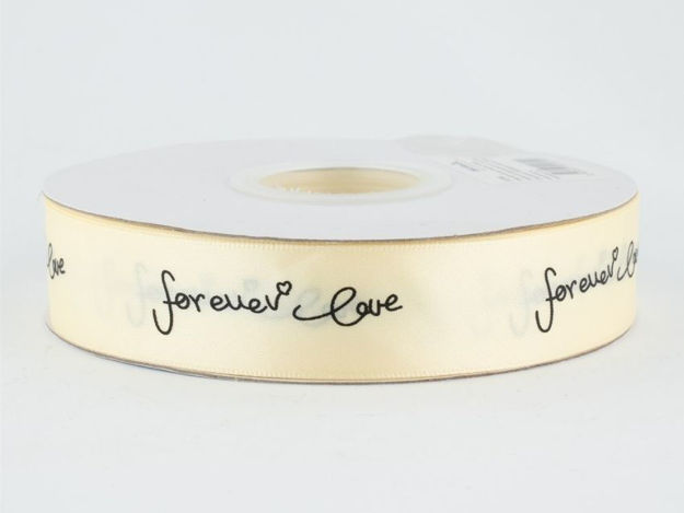 Slika Traka saten forever love 25mm/41,1m cream