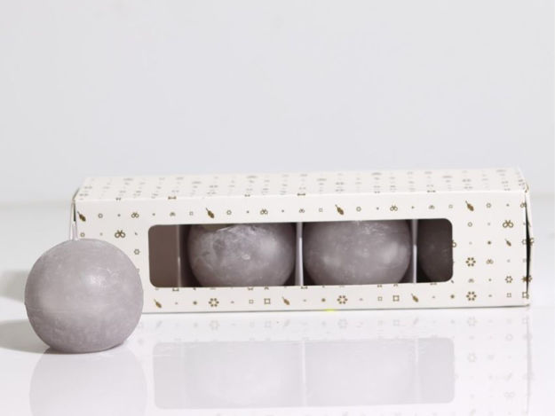 Slika Svijeća frost kugla 6 cm, 4 kom-toplo siva