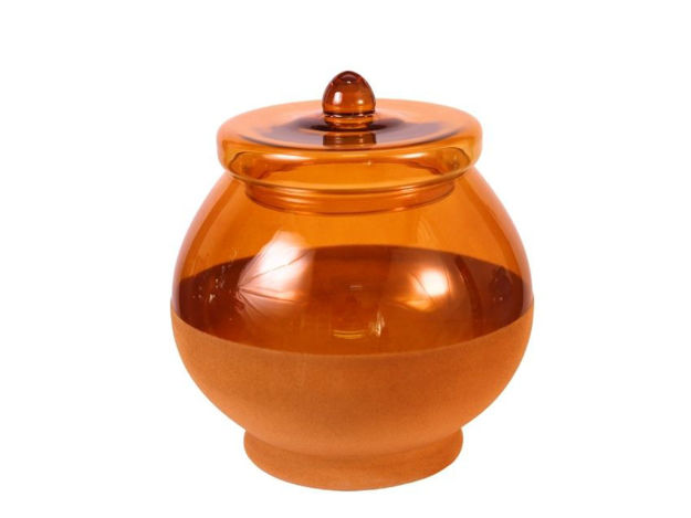 Slika Staklena posuda s poklopcem 29x24cm.-caramel