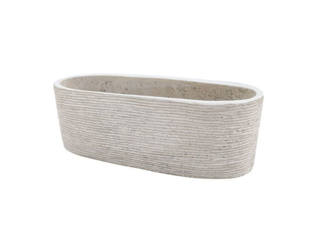 Slika Cement posuda oval 28x11xh10cm siva/bijela