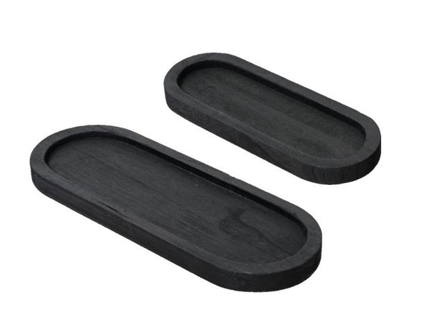 Slika Dekorativni pladanj drvo 30x11xx2.5cm. Crna