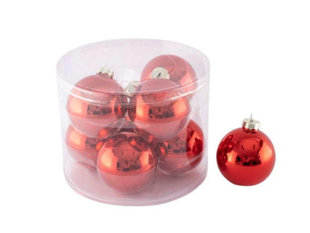 Slika Staklene kuglice 8cm/8kom - crvena S