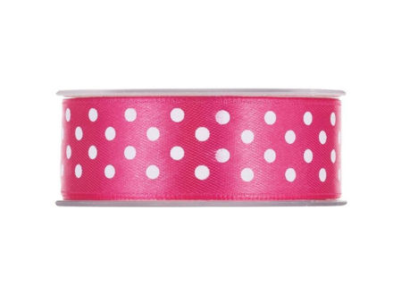 Slika Traka saten s točkama 25mm/20mt fuksia 12