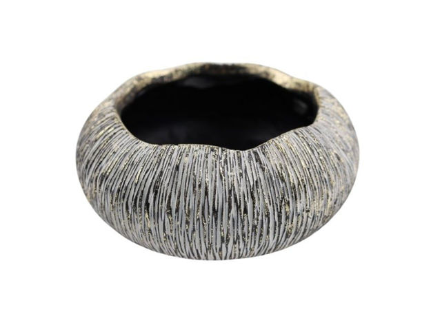 Slika Cement posuda d15,5xh8cm bijela/zlatna