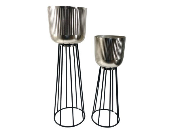 Slika Metalni stalak za biljku 23x23 h70cm. Nikal/crna