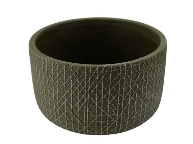 Slika Cement posuda okrugla 17xh10cm. Maslinasta